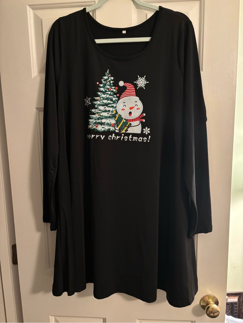 Women’s Black Christmas Snowman Dress Sz XL